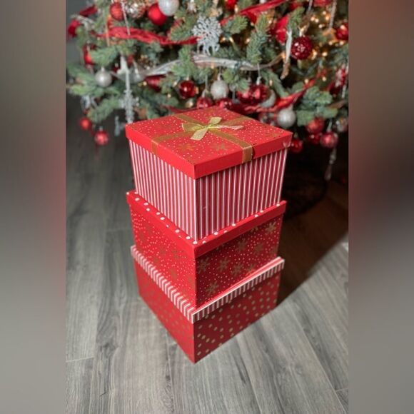 🎄❤️🎄 12” NEW Christmas “Merry & Bright” Stacking Tower Medium Square Nesting … - Picture 8 of 8